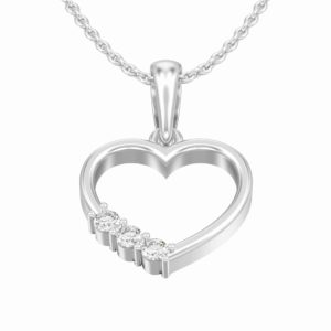 3 diamonds heart necklace