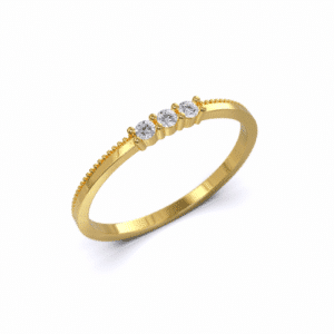 טבעת 3 יהלומים מעוצבת ומיוחדת זהב 14